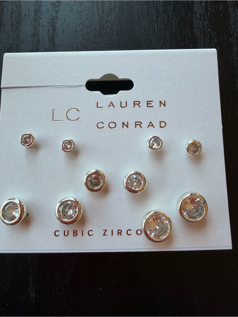 LC Lauren Conrad Silver-Tone Clear Cubic Zirconia Stud Earring Set